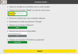 Dépôt argent Orange Money sur Premier Bet