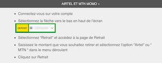 Retrait argent MTN avec Premier Bet