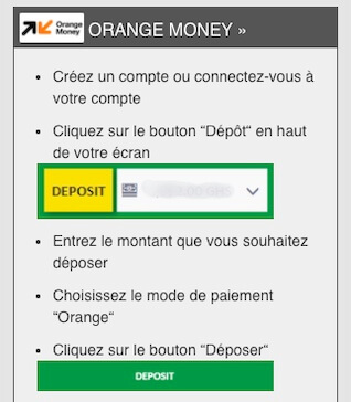 déposer de l'argent avec orange