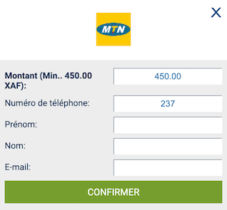 Dépôt d'argent sur 1xBet avec MTN