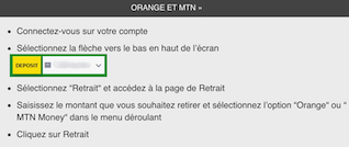 Retrait argent orange money sur Premier Bet