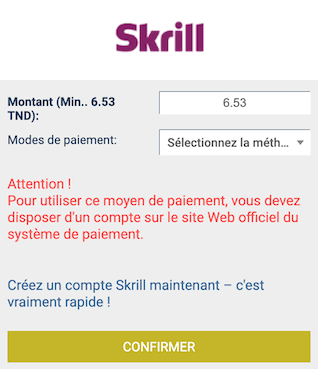 deposer de l'argent avec skrill sur betwinner