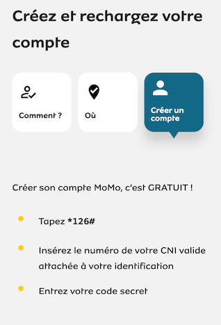 informations création compte mtn mobile money au Cameroun