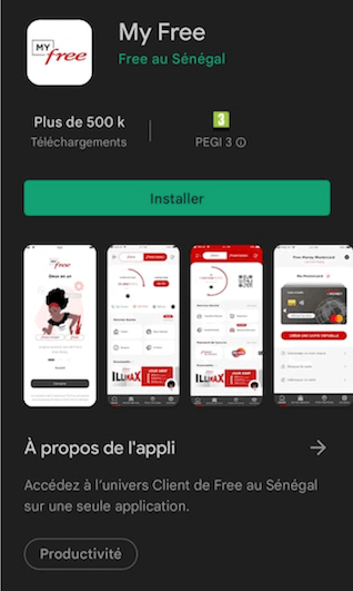 application androoid Free Money Sénégal 