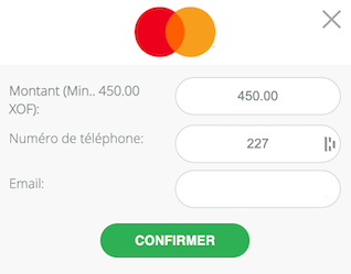 Paiement via Mastercard sur 22Bet