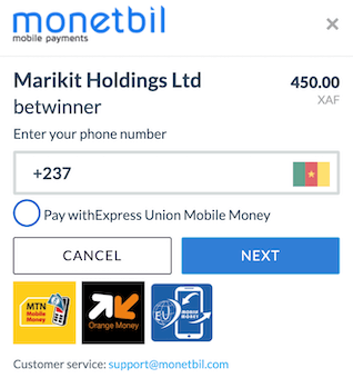Informations paiement MTN Mobile Money sur Betwinner