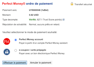 faire un paiement sur 1xbet avec perfect money