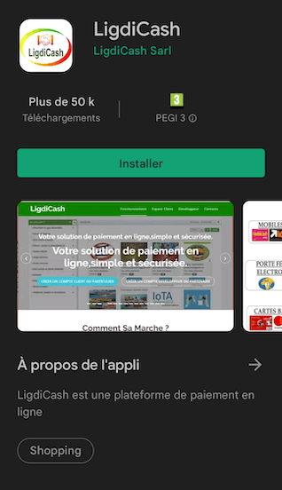 Application mode de paiement Ligdicash sur Android