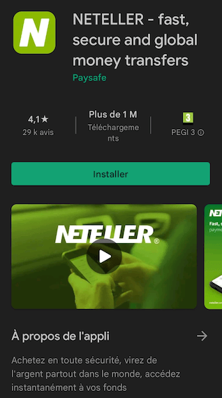 application Neteller Play Store smartphone Android