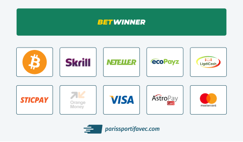 Méthodes de paiement disponibles chez le bookmaker Betwinner