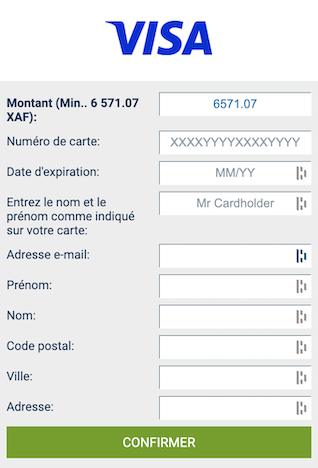 Retrait par carte bancaire VISA chez le bookmaker 1xBet