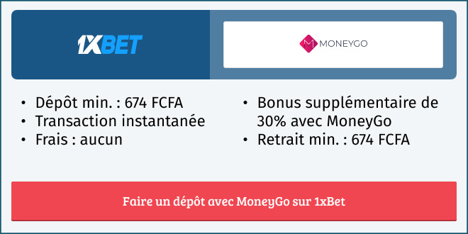 Informations dépôt et retrait avec MoneyGo sur 1xBet