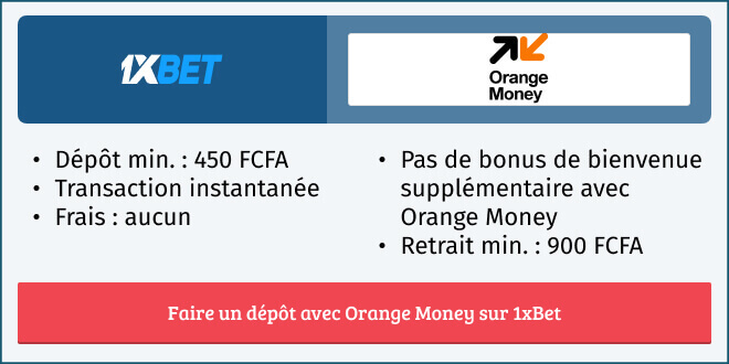 Informations dépôt et retrait avec Orange Money sur 1xBet