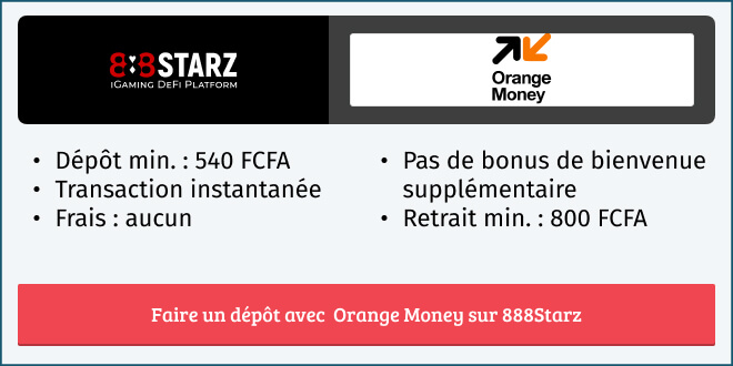 Informations dépôt et retrait avec Orange Money sur 888Starz