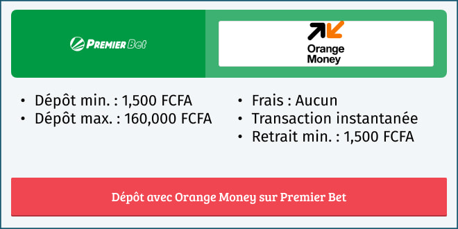Informations sur le mode de paiement Orange Money sur Premier Bet