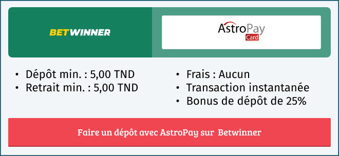Informations sur le mode de paiement AstroPay sur Betwinner