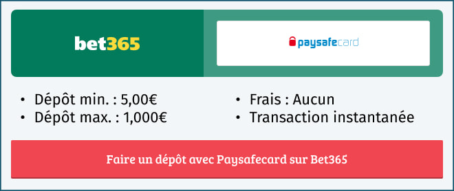 Informations sur le mode de paiement PaysafeCard sur Bet365