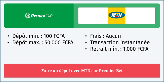 Informations sur le mode de paiement MTN Mobile Money sur Premier Bet