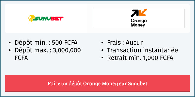 Informations sur le moyen de paiement Orange Money sur Sunubet