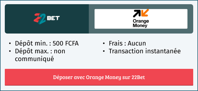 Informations sur le mode de paiement Orange Money sur 22Bet