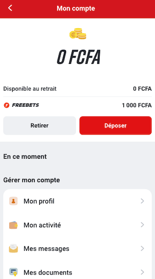 Informations sur le retrait avec Betclic Côte d'Ivoire