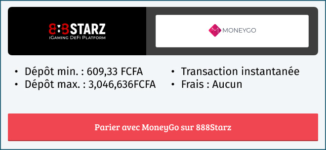 Infos mode de paiement MoneyGo chez le bookmaker 888Starz