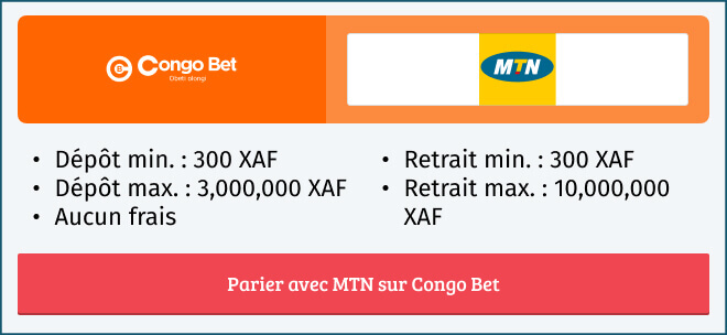 Infos mode de paiement MTN Mobile Money chez le bookmaker Congo Bet