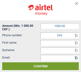 Informations dépôt avec Airtel Money sur 1xBet RD Congo