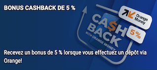 Bonus cashback 5% orange money sur 1xBet Cote d'Ivoire