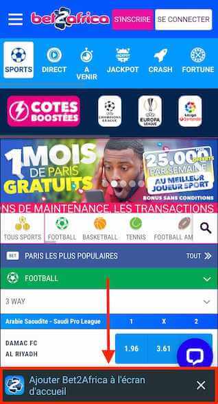 Information téléchargement Bet241 apk