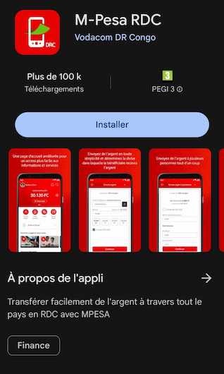 Application mode de paiement Mpesa en RD Congo